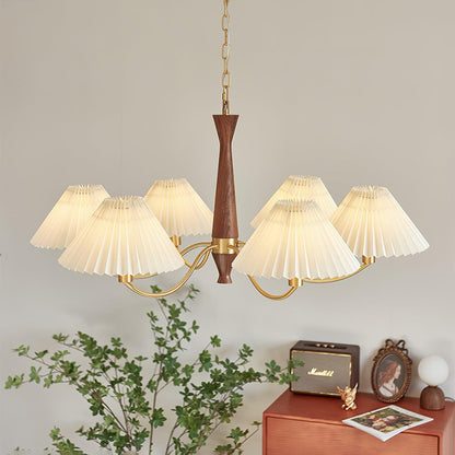 Elegant Pleated Chandelier - Soft Lighting & Adjustable Height Design