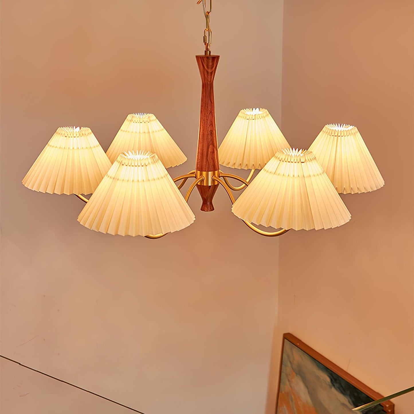 Elegant Pleated Chandelier - Soft Lighting & Adjustable Height Design