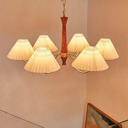 Elegant Pleated Chandelier - Soft Lighting & Adjustable Height Design