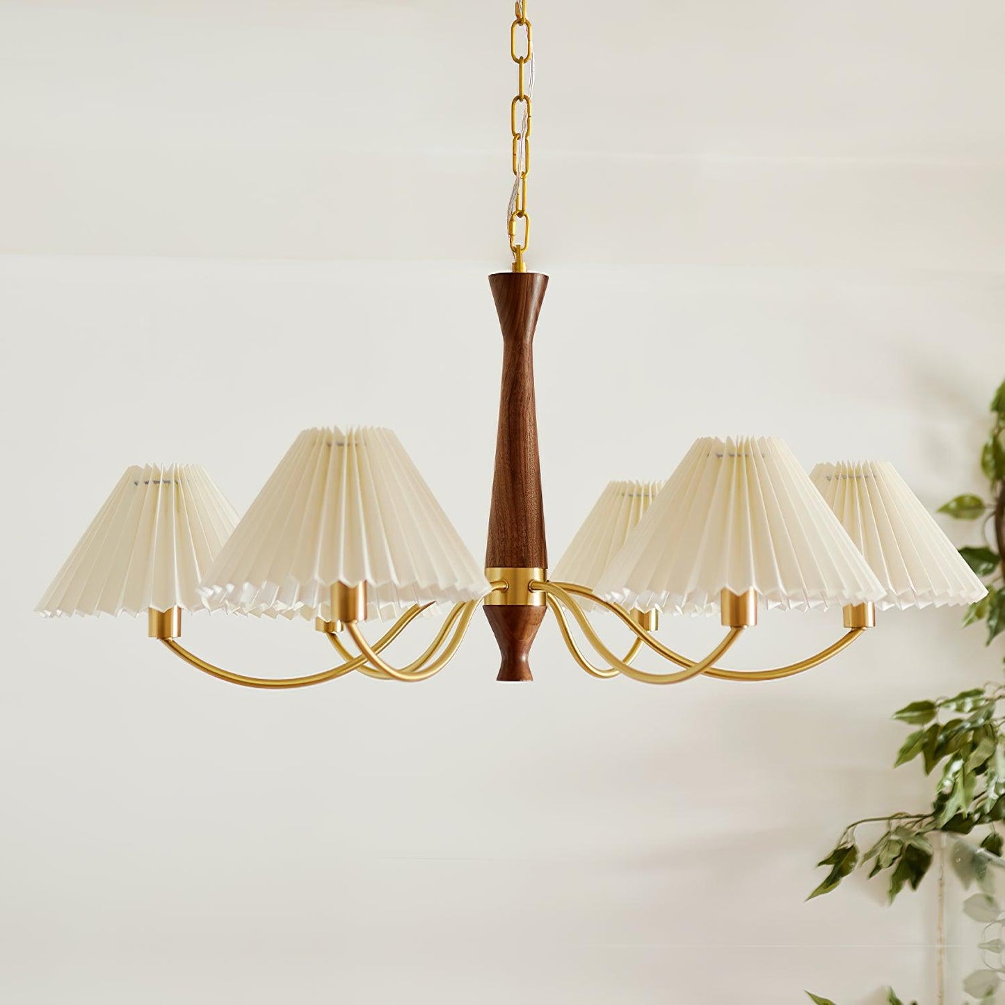 Elegant Pleated Chandelier - Soft Lighting & Adjustable Height Design