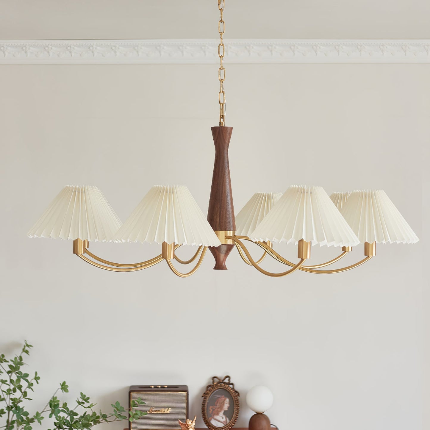 Elegant Pleated Chandelier - Soft Lighting & Adjustable Height Design