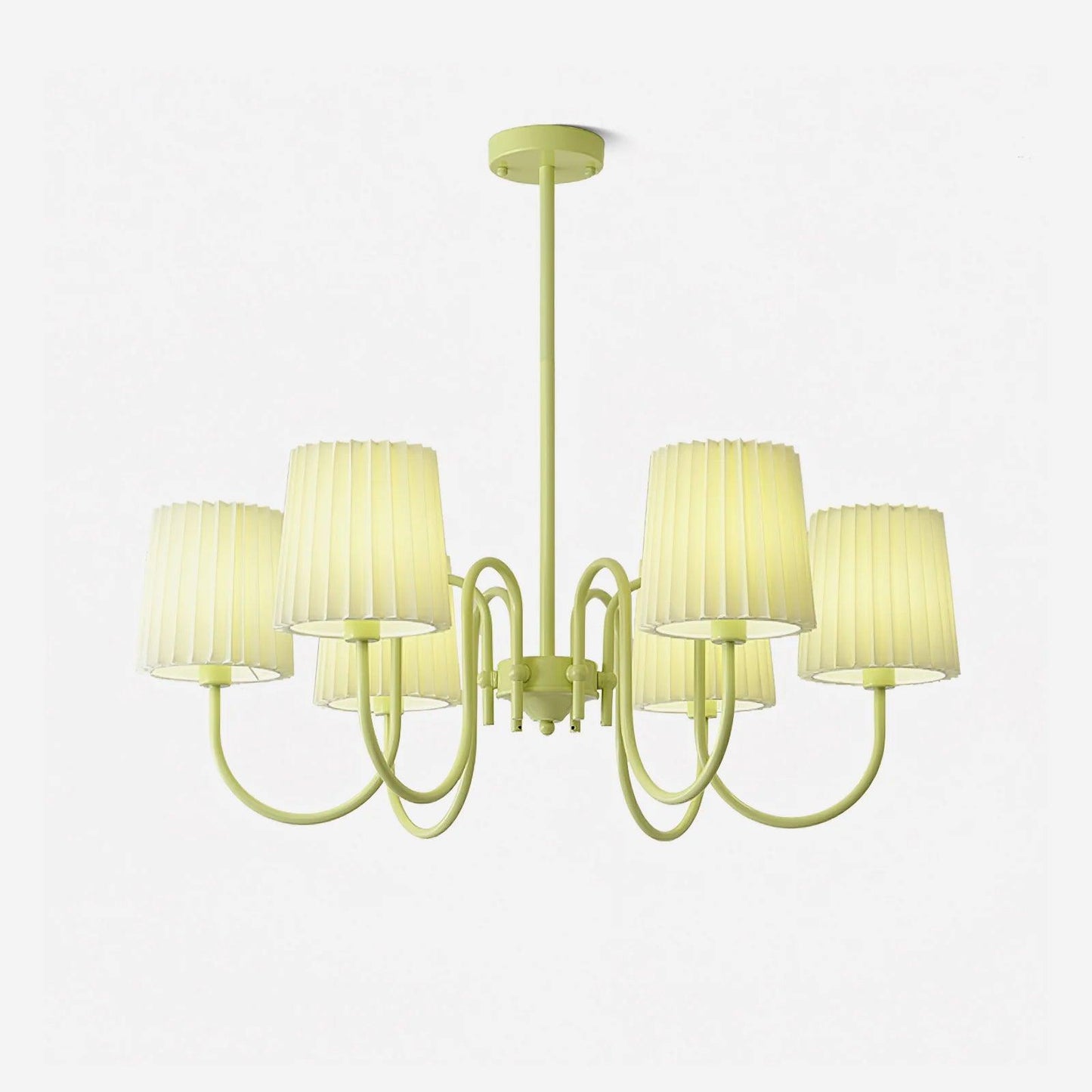 Elegant Pleated Fabric Matcha Chandelier with Adjustable Height & Soft