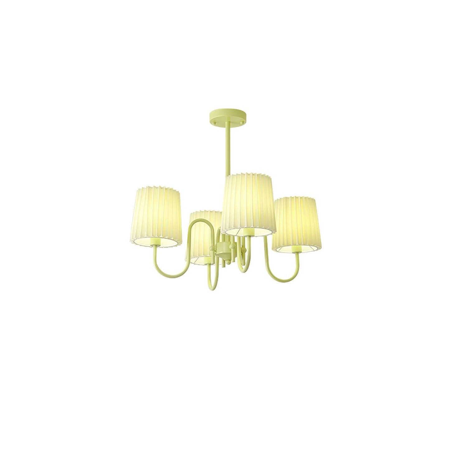 Elegant Pleated Fabric Matcha Chandelier with Adjustable Height & Soft