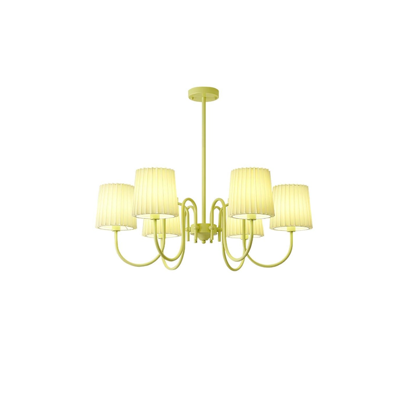 Elegant Pleated Fabric Matcha Chandelier with Adjustable Height & Soft