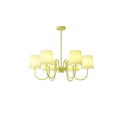 Elegant Pleated Fabric Matcha Chandelier with Adjustable Height & Soft