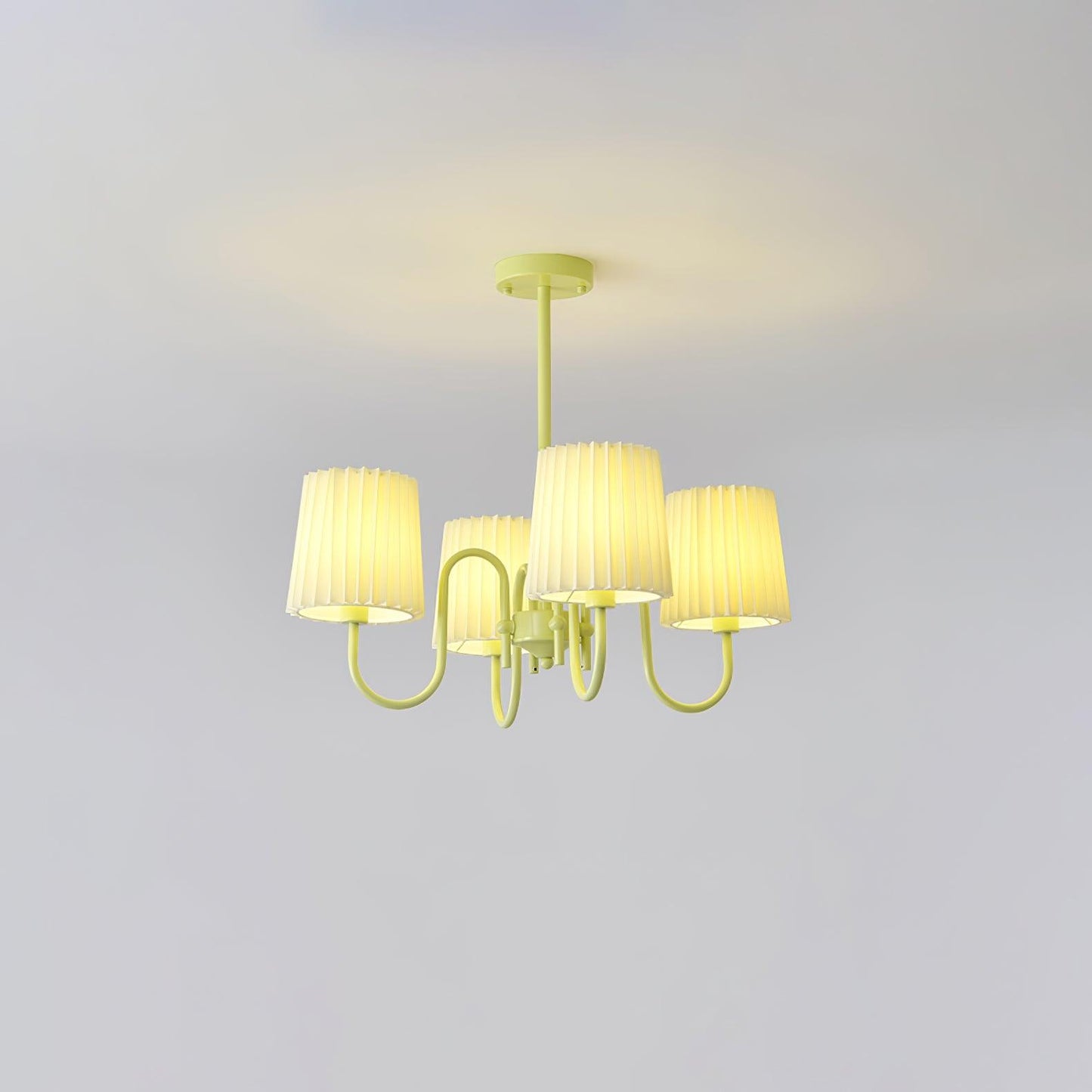 Elegant Pleated Fabric Matcha Chandelier with Adjustable Height & Soft