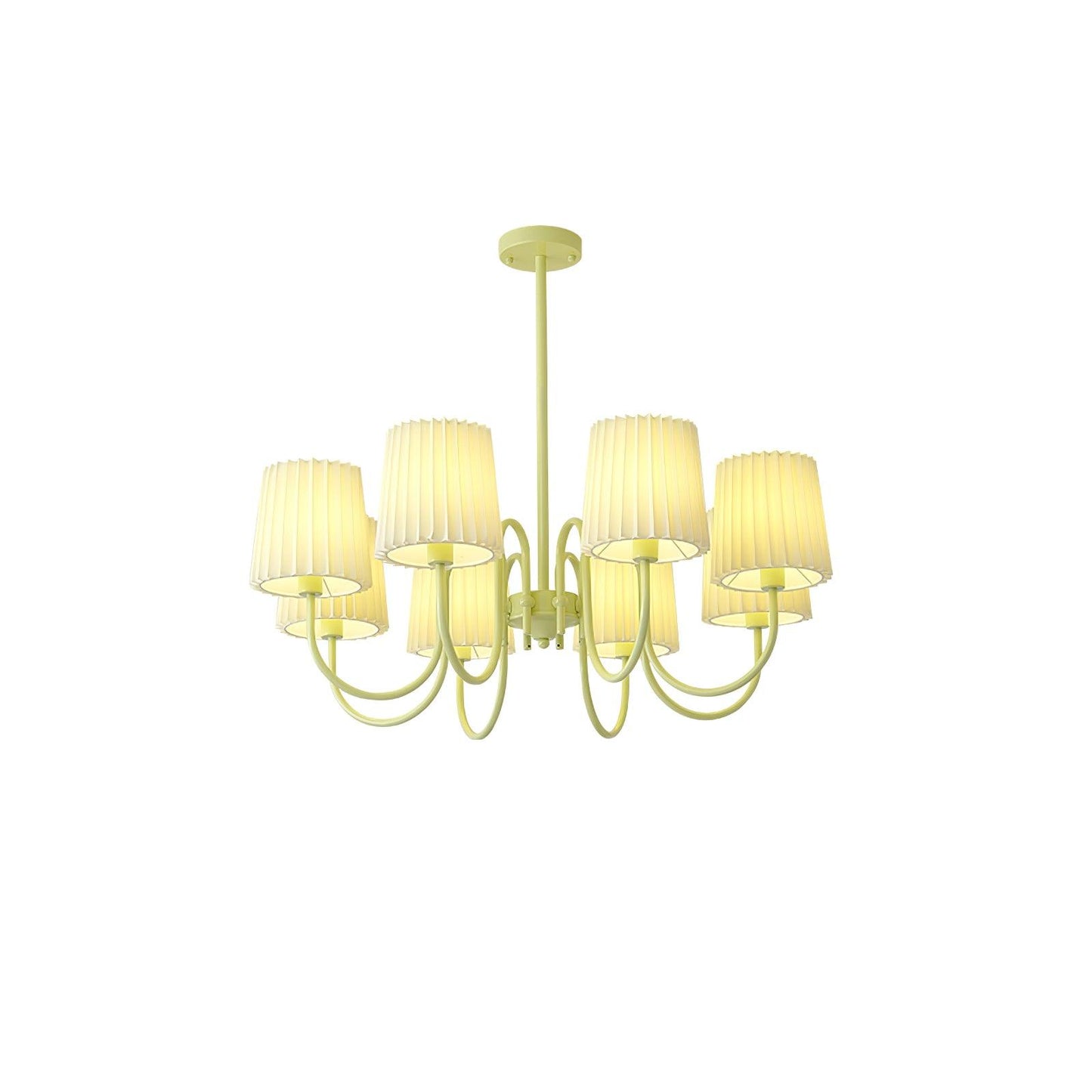 Elegant Pleated Fabric Matcha Chandelier with Adjustable Height & Soft