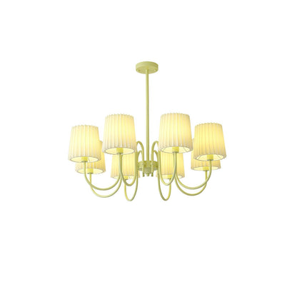 Elegant Pleated Fabric Matcha Chandelier with Adjustable Height & Soft
