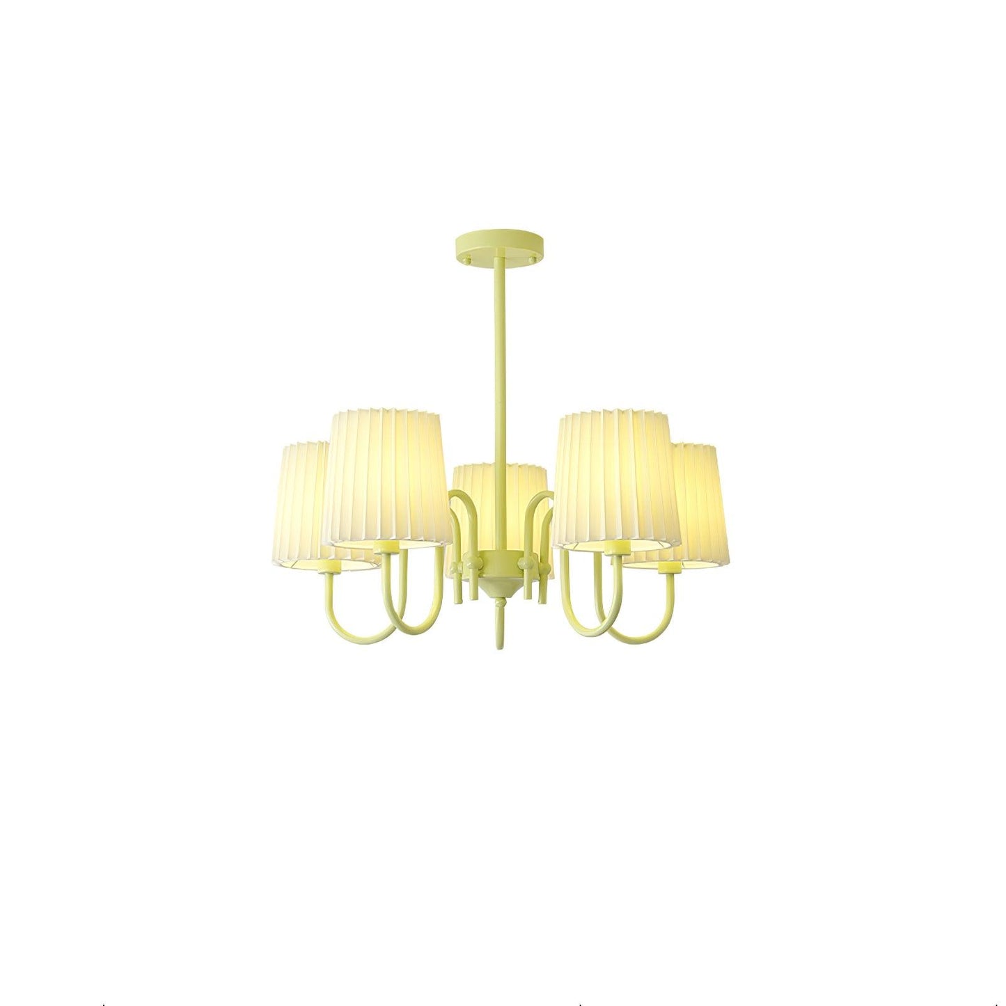Elegant Pleated Fabric Matcha Chandelier with Adjustable Height & Soft