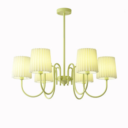Elegant Pleated Fabric Matcha Chandelier with Adjustable Height & Soft