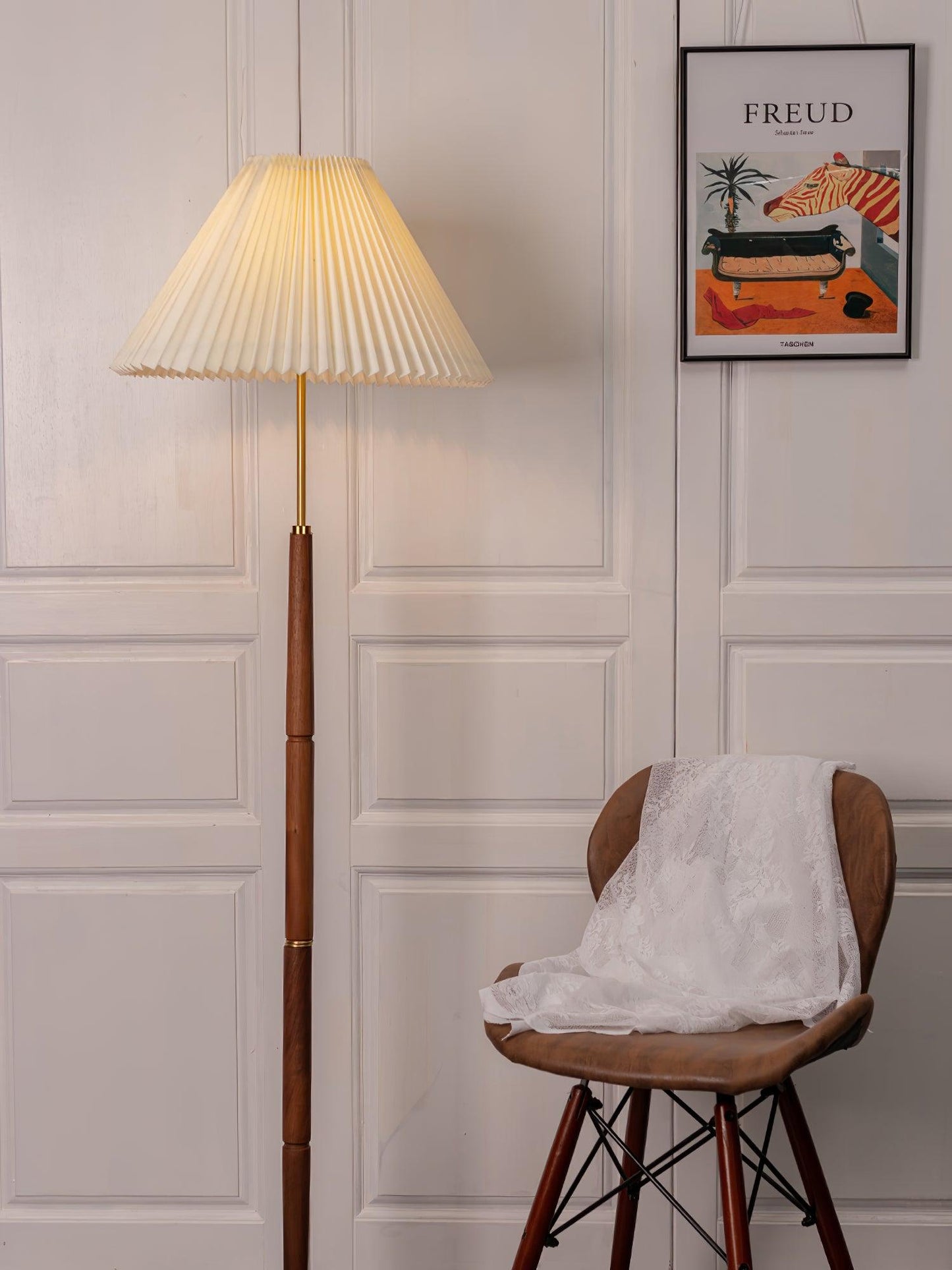 Elegant Pleated Floor Lamp with Adjustable Brightness and Energy-Effic