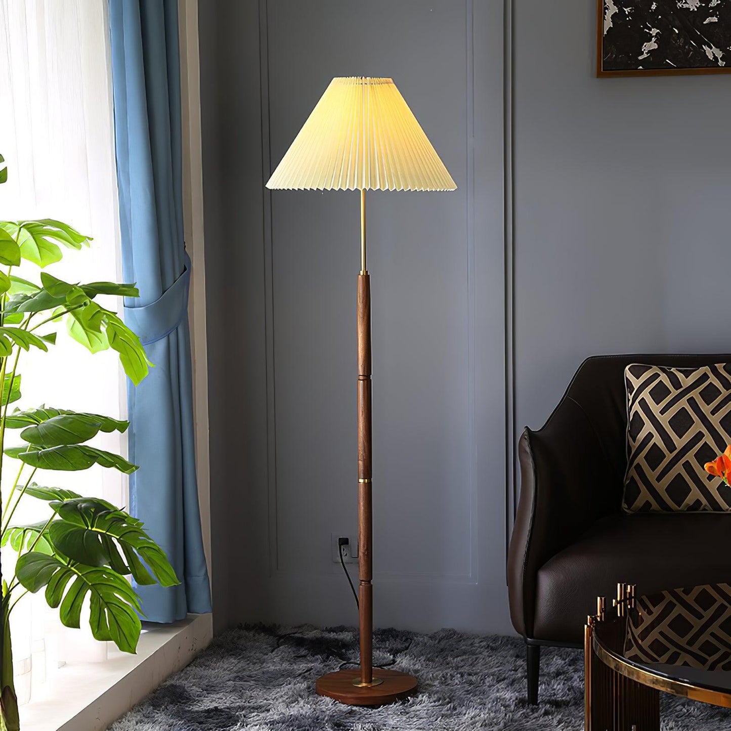 Elegant Pleated Floor Lamp with Adjustable Brightness and Energy-Effic