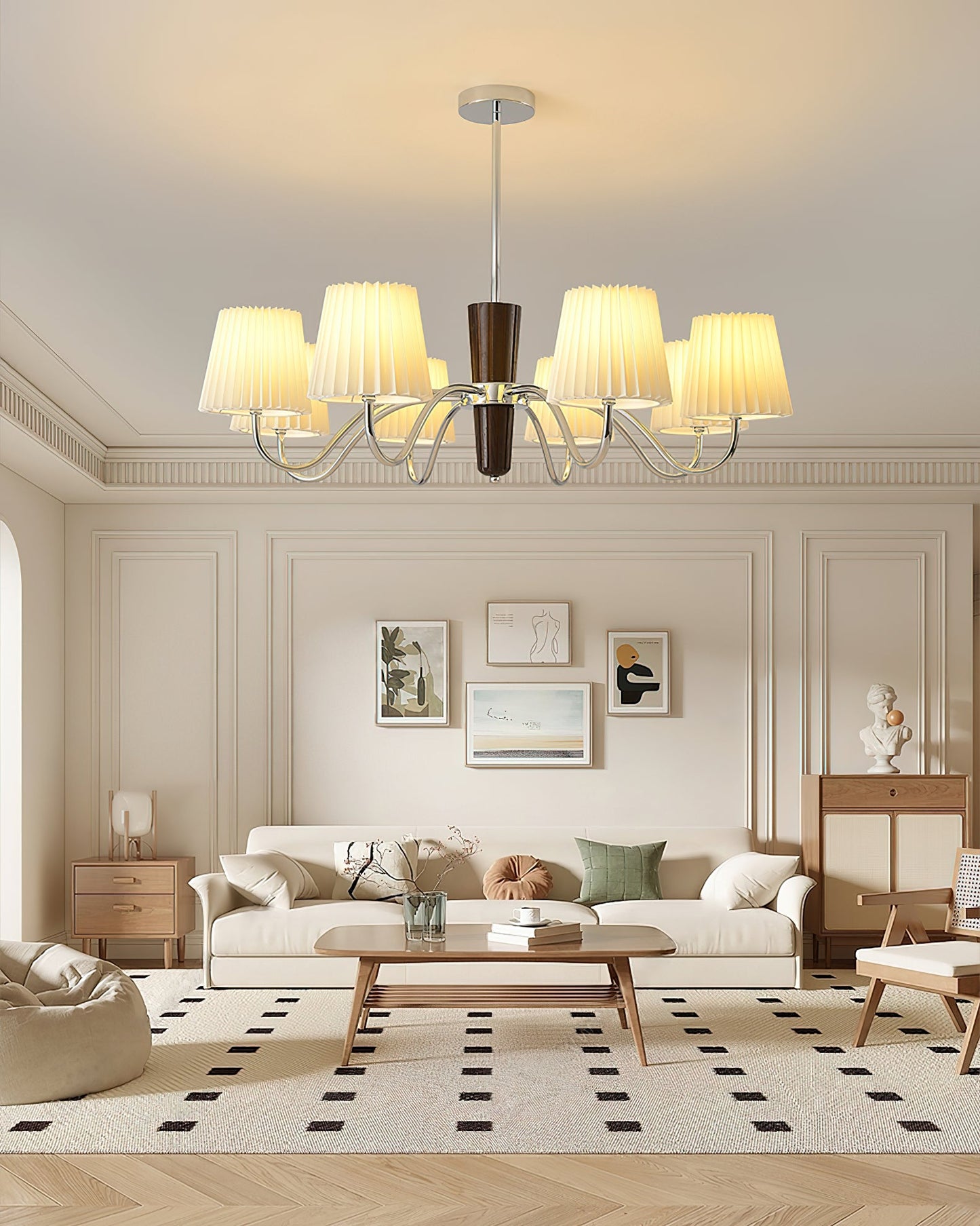 Elegant Plisse Chandelier with Adjustable Brightness and Energy Effici