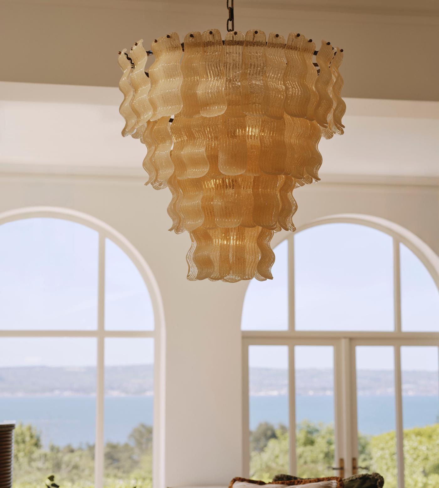 Pollensa Glass Chandelier - Elegant Design with Adjustable Height & LE
