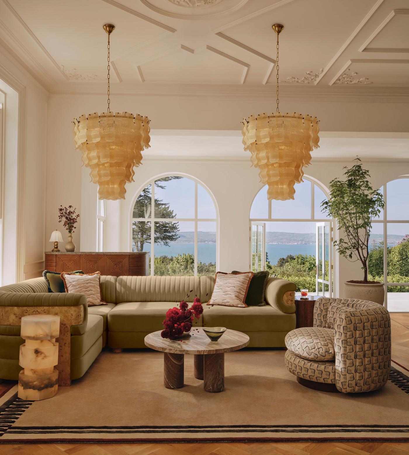 Pollensa Glass Chandelier - Elegant Design with Adjustable Height & LE