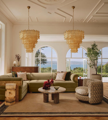 Pollensa Glass Chandelier - Elegant Design with Adjustable Height & LE