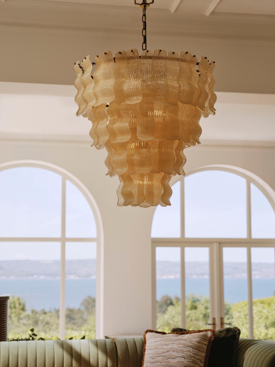 Pollensa Glass Chandelier - Elegant Design with Adjustable Height & LE