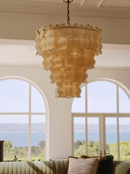 Pollensa Glass Chandelier - Elegant Design with Adjustable Height & LE
