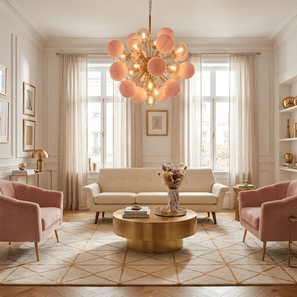 Pomelia Glass Globe Sputnik Chandelier - Modern Design, Adjustable Hei