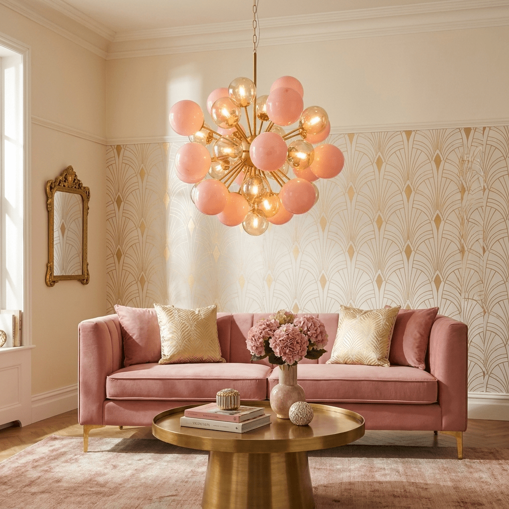 Pomelia Glass Globe Sputnik Chandelier - Modern Design, Adjustable Hei