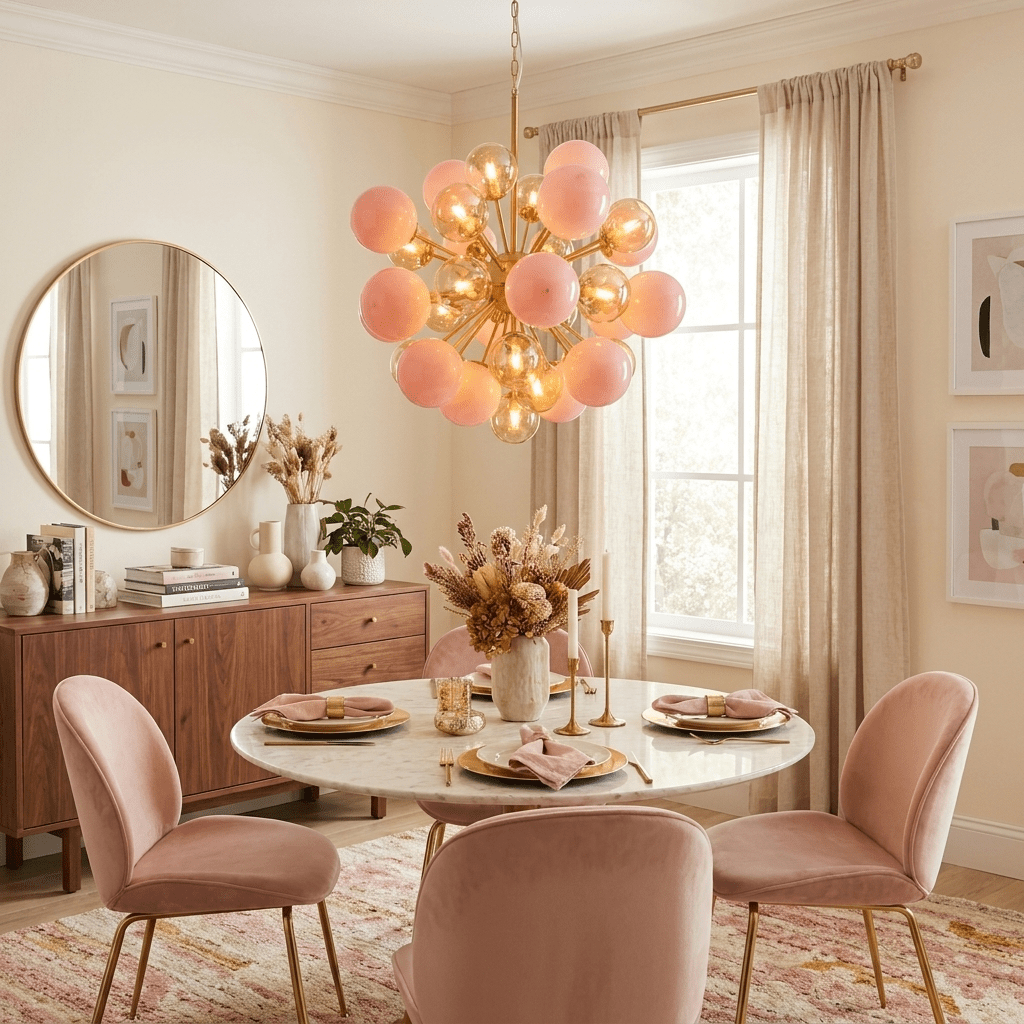 Pomelia Glass Globe Sputnik Chandelier - Modern Design, Adjustable Hei