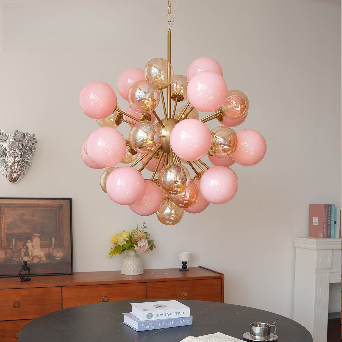 Pomelia Glass Globe Sputnik Chandelier - Modern Design, Adjustable Hei