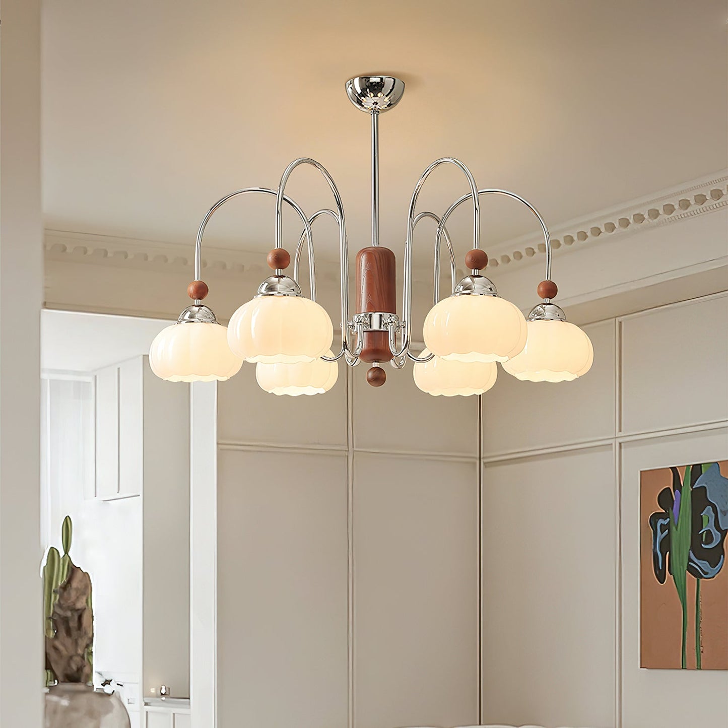Elegant Pomona Chandelier - Crystal Accents & Adjustable Height