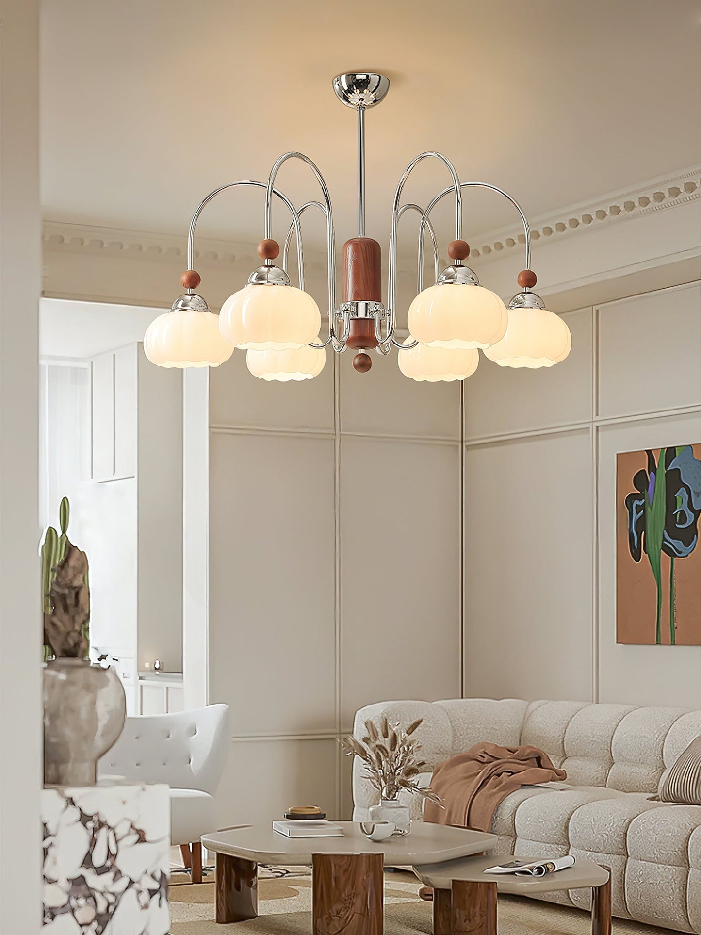 Elegant Pomona Chandelier - Crystal Accents & Adjustable Height