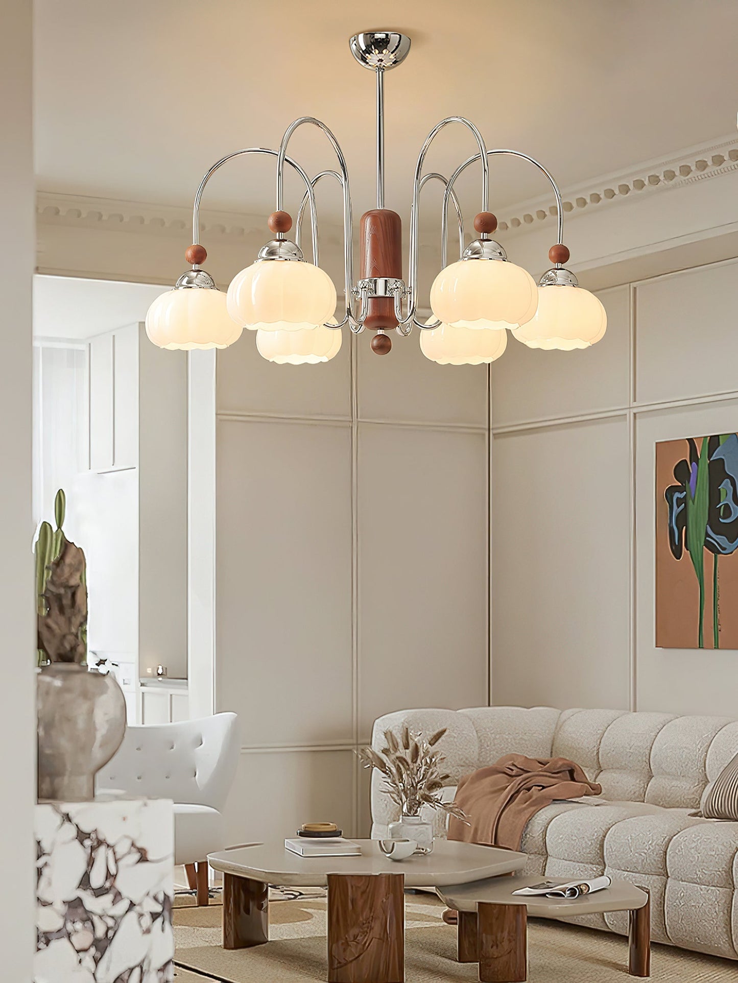 Elegant Pomona Chandelier - Crystal Accents & Adjustable Height