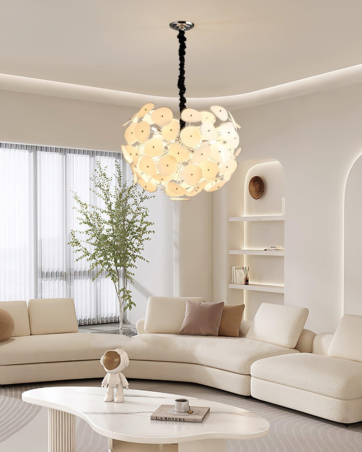 Elegant Poppy Glass Chandelier - Stunning Crystal Accents, Adjustable