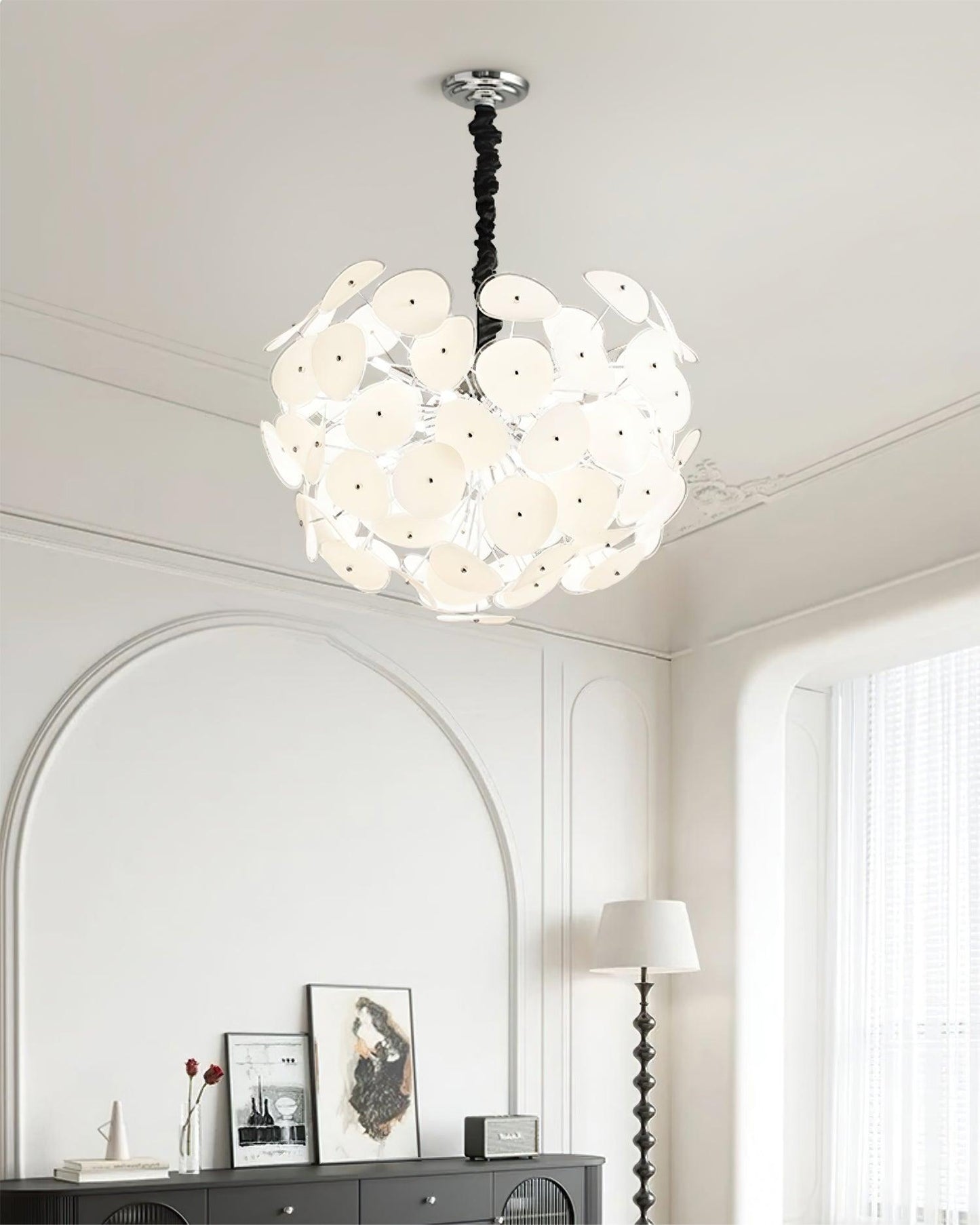 Elegant Poppy Glass Chandelier - Stunning Crystal Accents, Adjustable