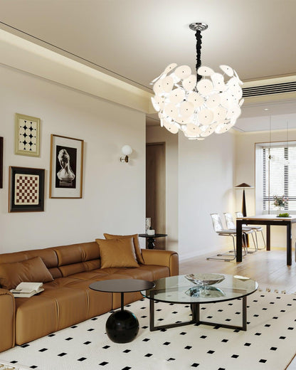 Elegant Poppy Glass Chandelier - Stunning Crystal Accents, Adjustable