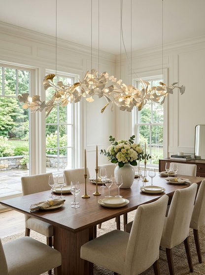 Elegant Porcelain Ginkgo Chandelier - Handcrafted, Energy Efficient Li