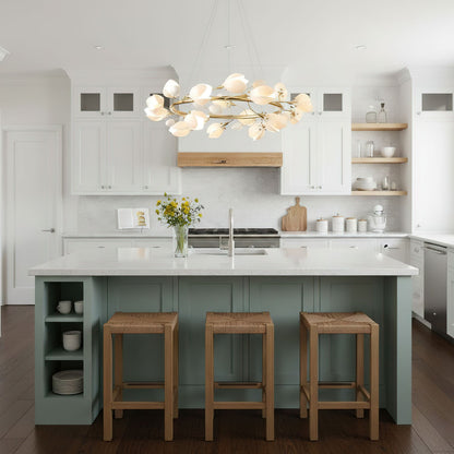 Elegant Porcelain Magnolia Chandelier with Adjustable Brightness & Tim