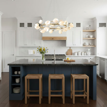 Elegant Porcelain Magnolia Chandelier with Adjustable Brightness & Tim