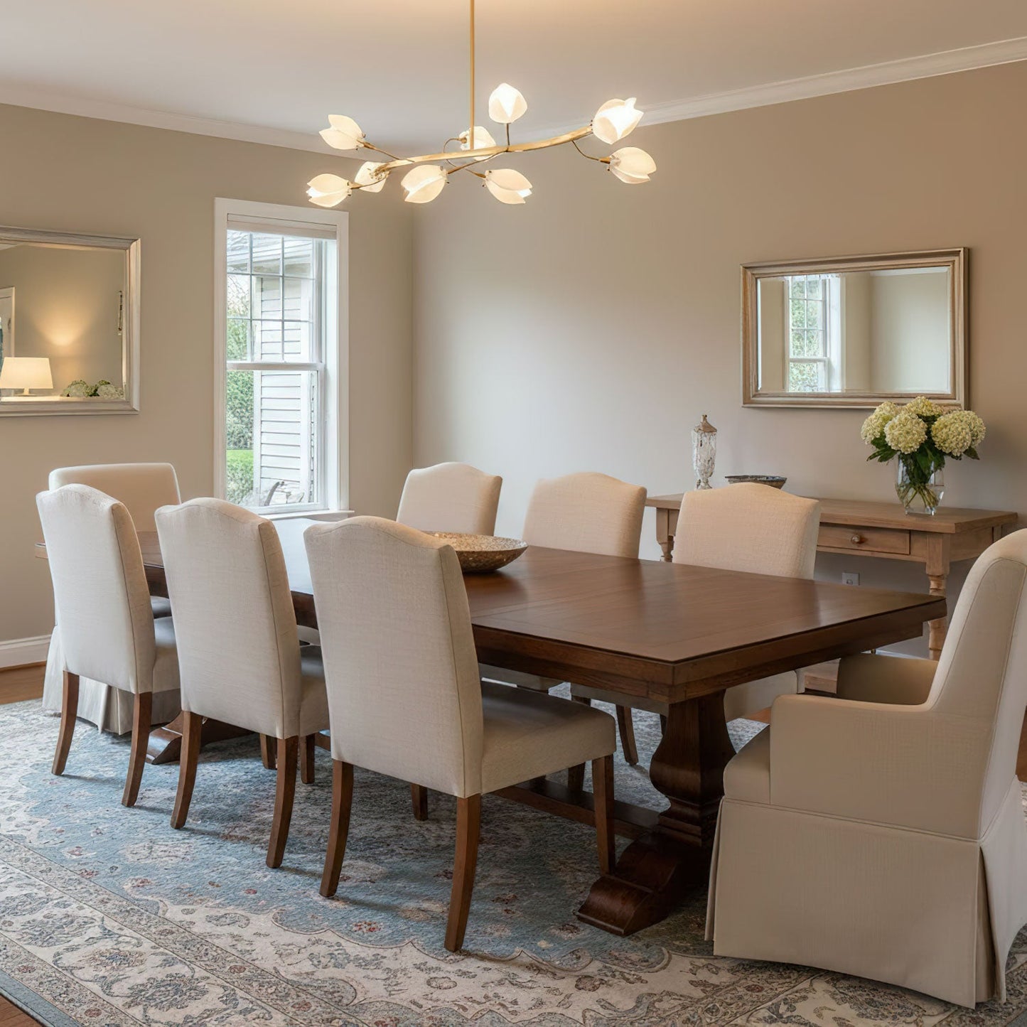 Elegant Porcelain Magnolia Chandelier with Adjustable Brightness & Tim