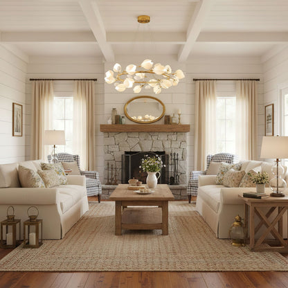 Elegant Porcelain Magnolia Chandelier with Adjustable Brightness & Tim