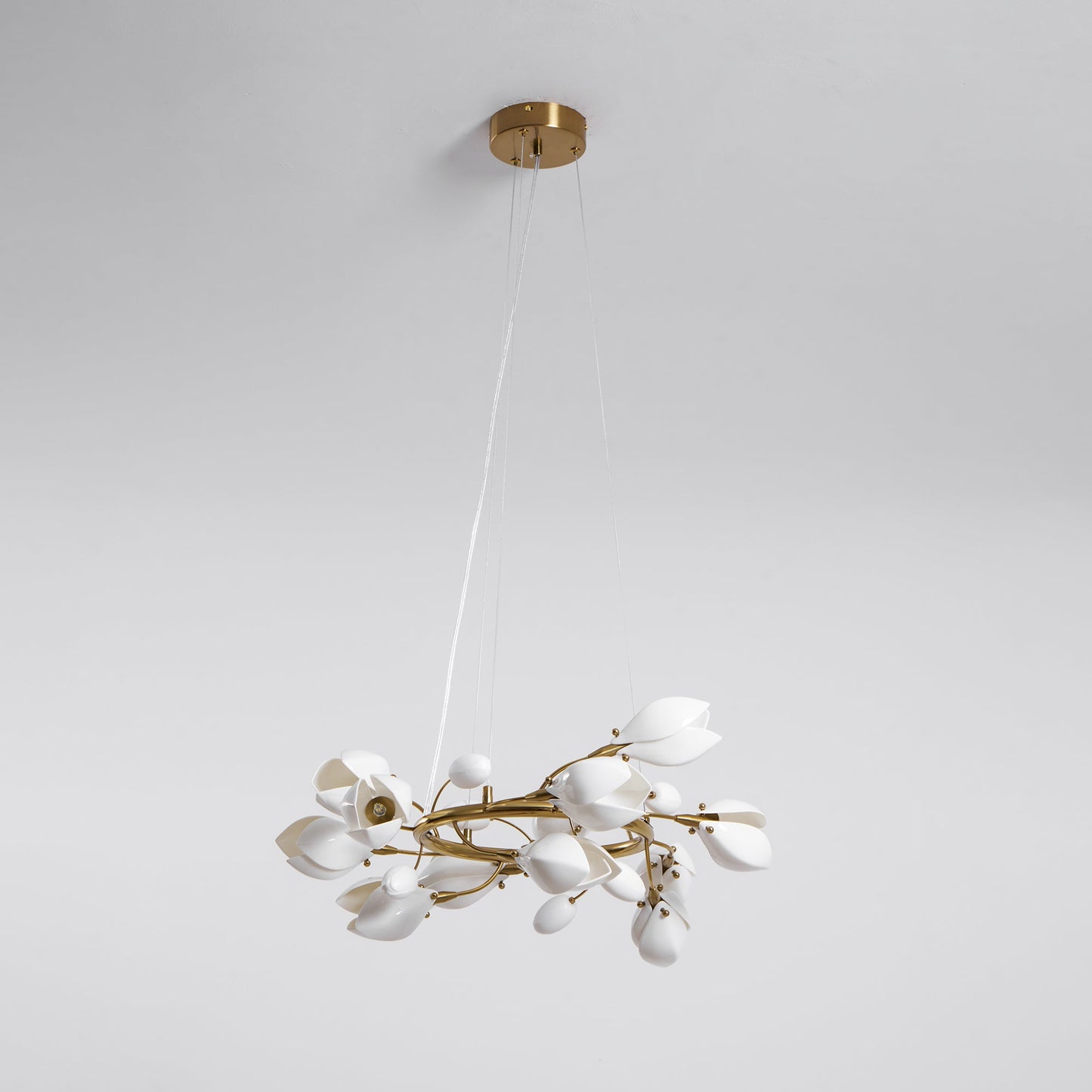 Elegant Porcelain Magnolia Chandelier with Adjustable Brightness & Tim