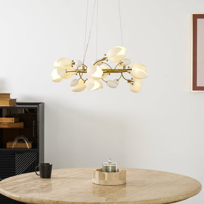 Elegant Porcelain Magnolia Chandelier with Adjustable Brightness & Tim