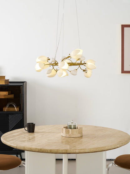 Elegant Porcelain Magnolia Chandelier with Adjustable Brightness & Tim