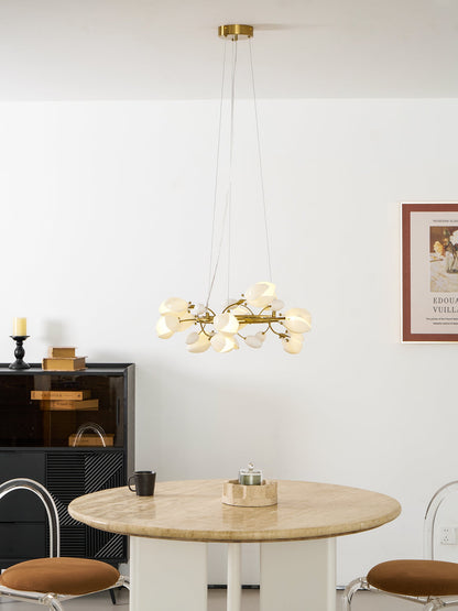 Elegant Porcelain Magnolia Chandelier with Adjustable Brightness & Tim