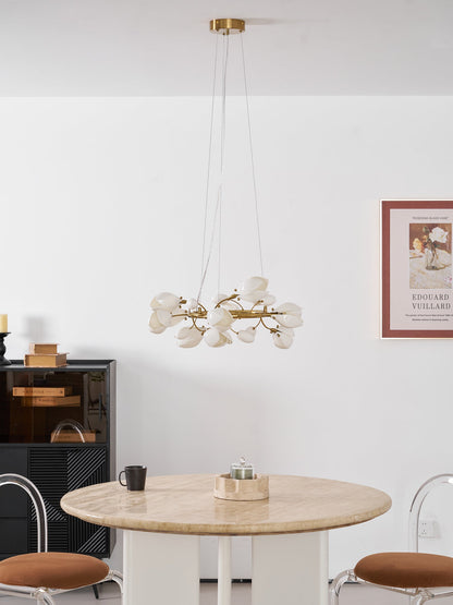 Elegant Porcelain Magnolia Chandelier with Adjustable Brightness & Tim