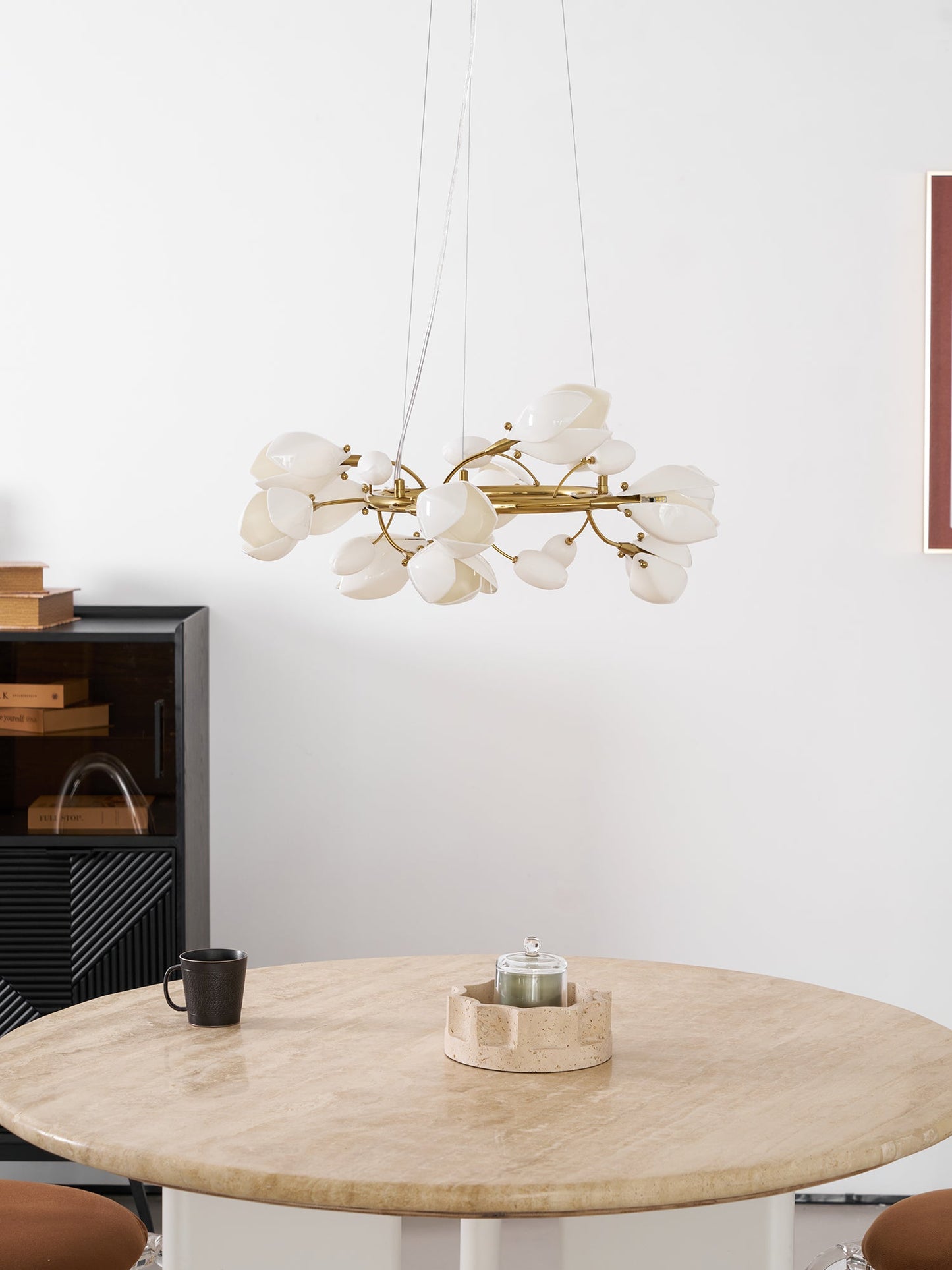 Elegant Porcelain Magnolia Chandelier with Adjustable Brightness & Tim
