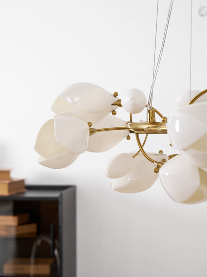 Elegant Porcelain Magnolia Chandelier with Adjustable Brightness & Tim