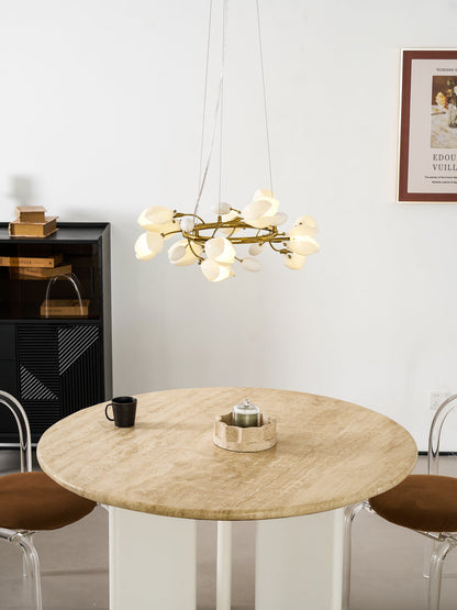 Elegant Porcelain Magnolia Chandelier with Adjustable Brightness & Tim