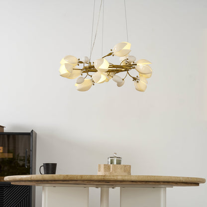 Elegant Porcelain Magnolia Chandelier with Adjustable Brightness & Tim