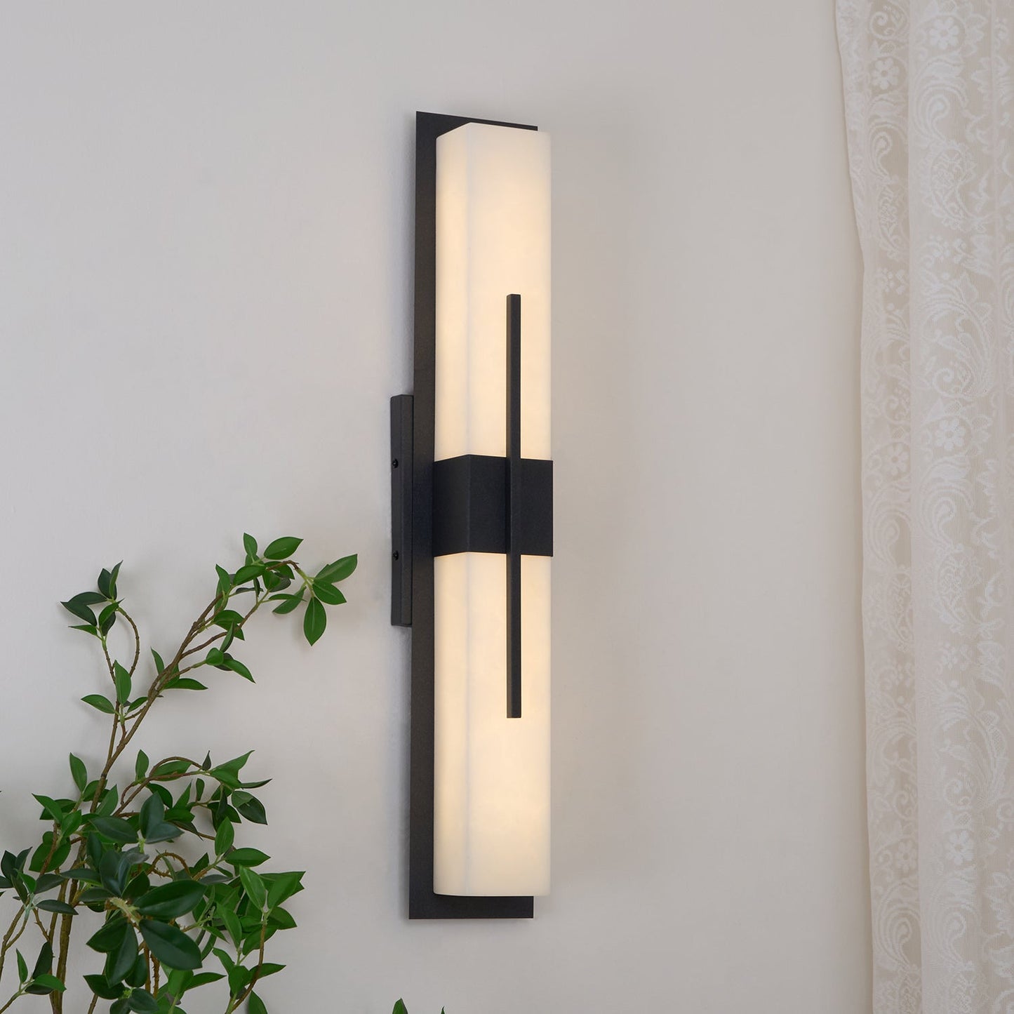 Alabaster Outdoor Wall Light with Weather-Resistant Design & Soft Glow