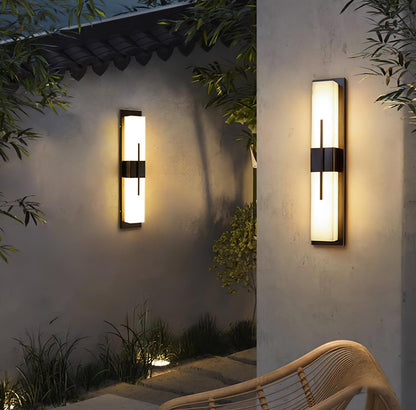 Alabaster Outdoor Wall Light with Weather-Resistant Design & Soft Glow