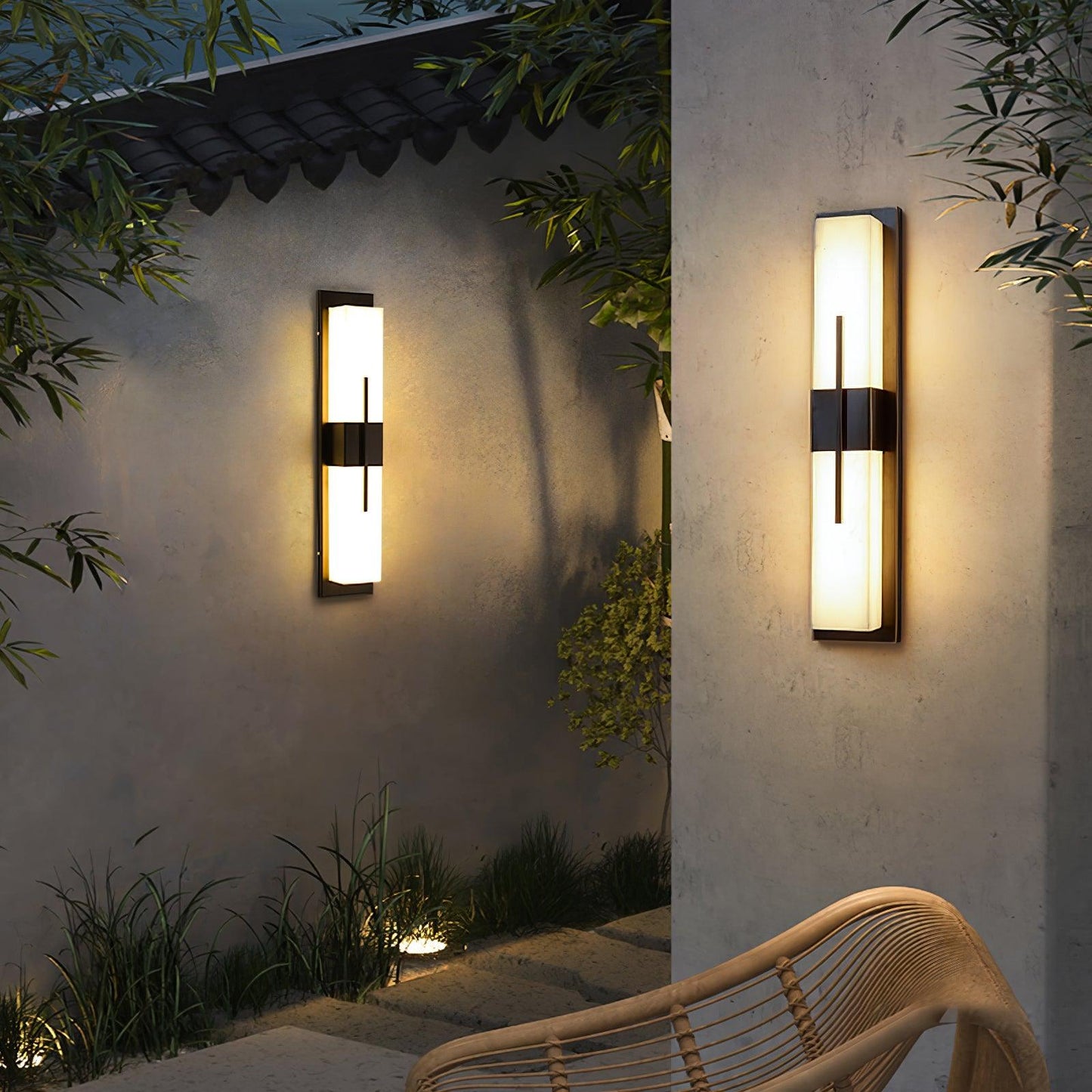 Alabaster Outdoor Wall Light with Weather-Resistant Design & Soft Glow