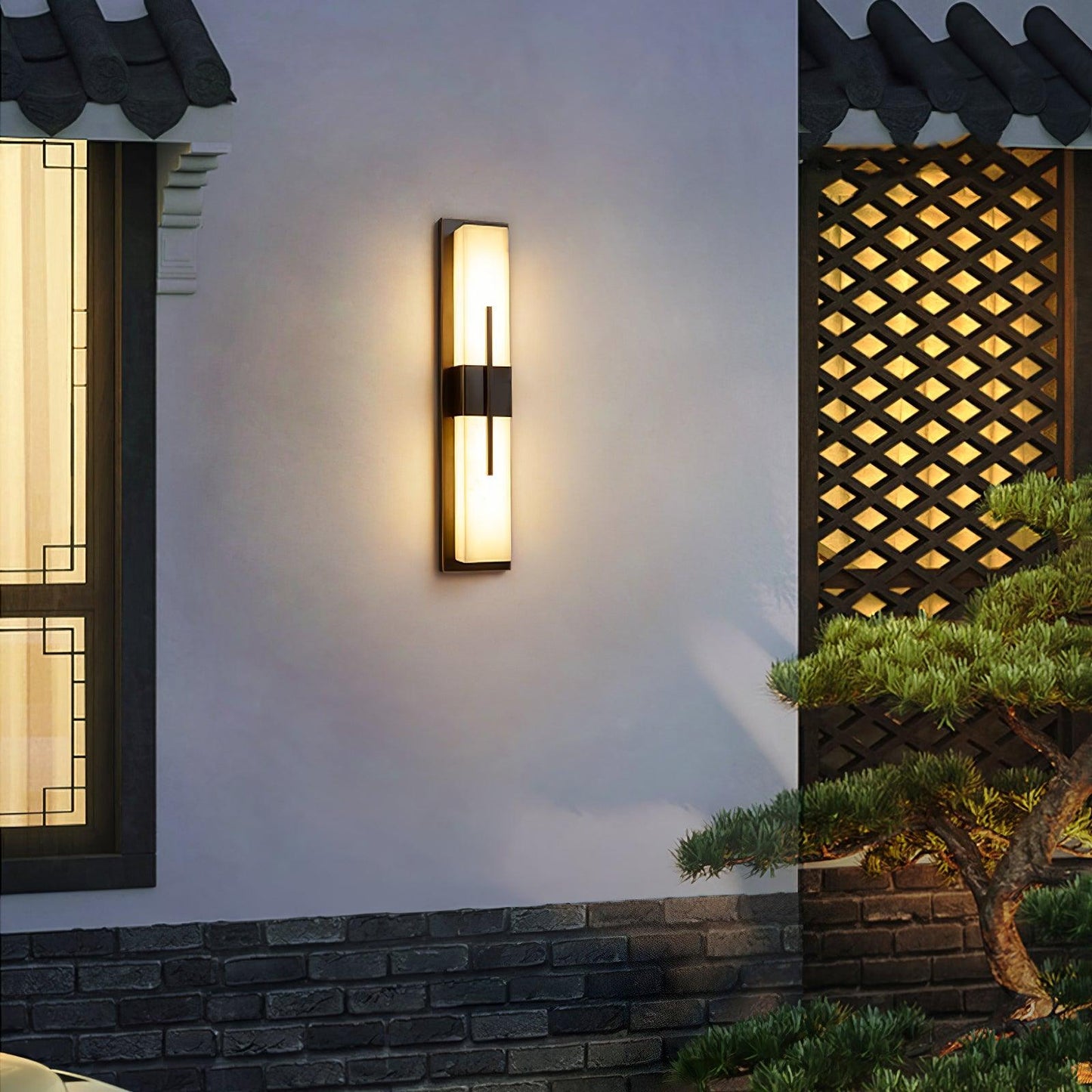 Alabaster Outdoor Wall Light with Weather-Resistant Design & Soft Glow